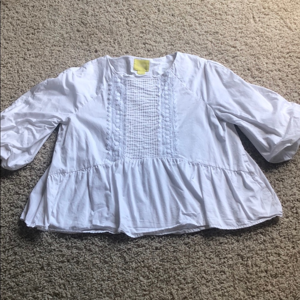 Maeve Anthropologie White Blouse Size Small